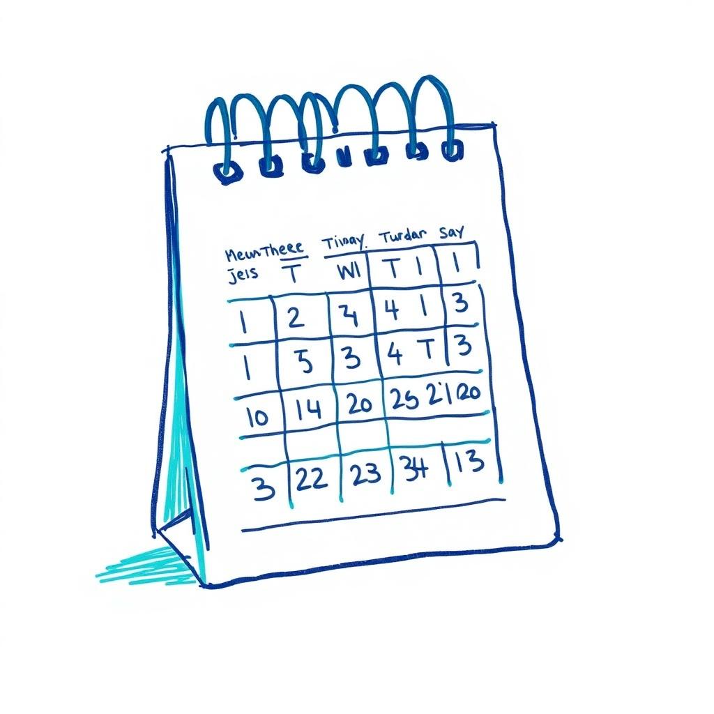 Hand-drawn calendar illustration